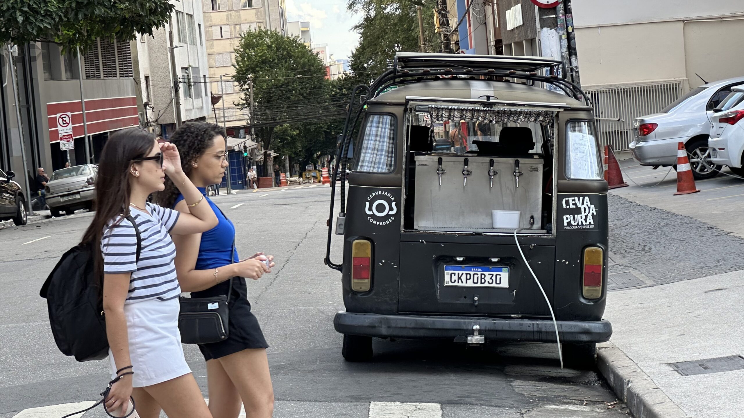 Draft beer dispensed from the back of a van in Brazil